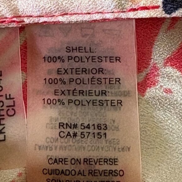 Karl Lagerfeld Multicolored Floral Blouse, Long Sleeves Roll Tab Women's Size XL - Picture 8 of 9